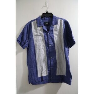 Rails Duke Royal Parchment Short Sleeve Button Up Shirt Blue Gingham Size Medium